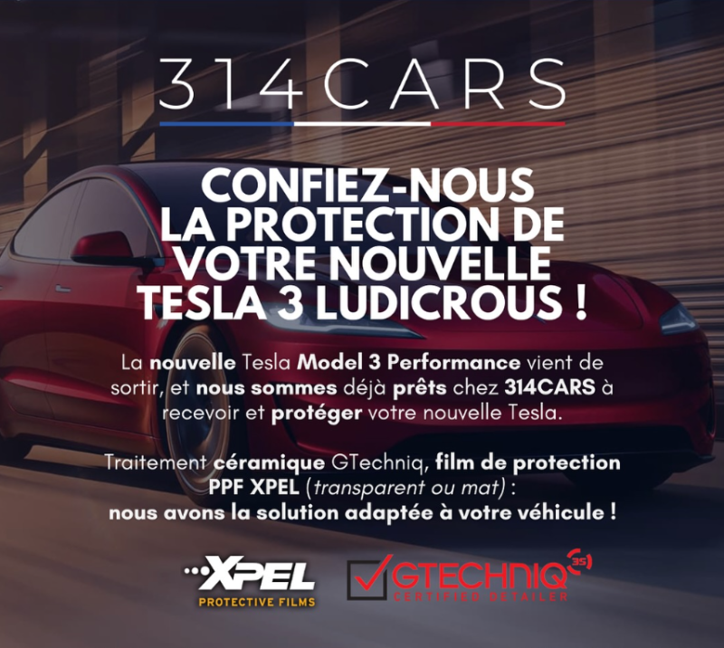 Traitement céramique d'une Tesla 3 Performance pour protéger la carrosserie à Roanne et sa région